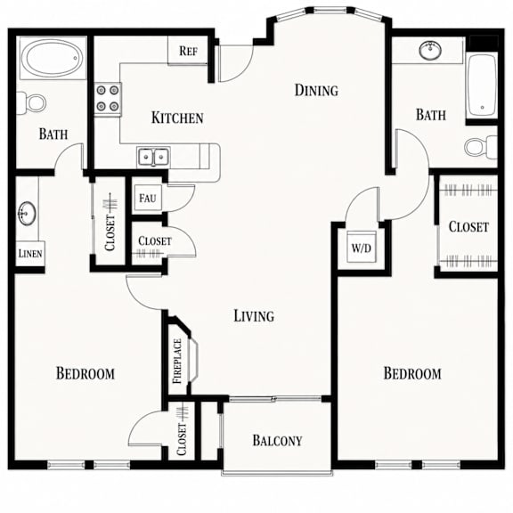 A black and white image of a floor plan for a house.